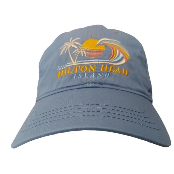 Hilton Head Island South Carolina Cap Slate Canvas Strap Back Beach Waves Sunset - Picture 1 of 10
